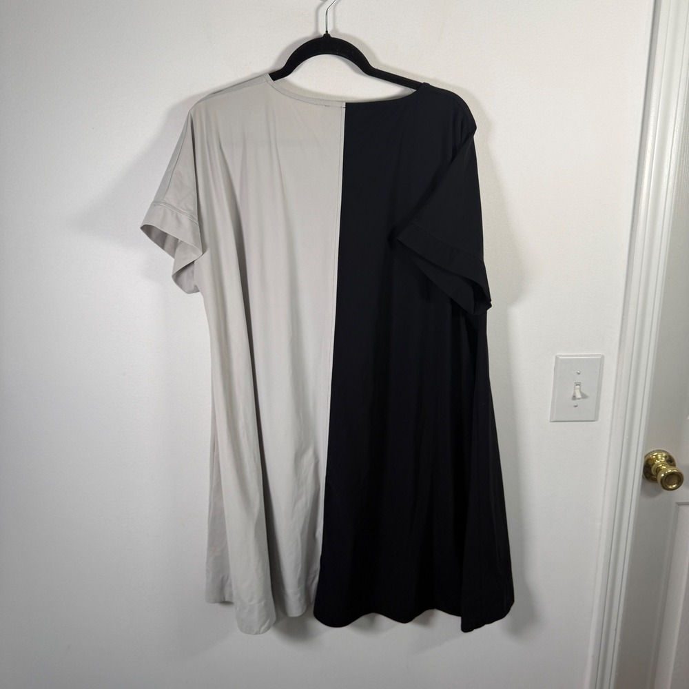 Alembika Tekbika Tunic Trapeze Dress Colorblock Lagenlook Grey Black Women Large - Picture 9 of 11